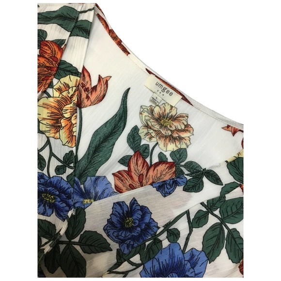 Umgee Tropical Floral Flare Sleeve Tie Front Fit Dress L - Picture 12 of 14